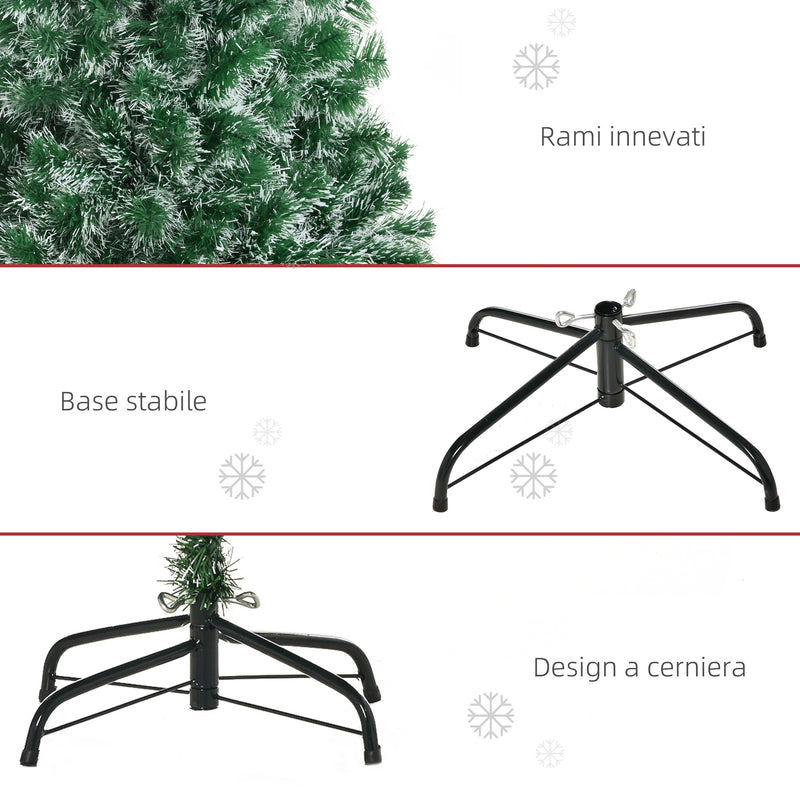 Albero di Natale Artificiale Innevato 150 cm 416 Rami Verde e Bianco  -7