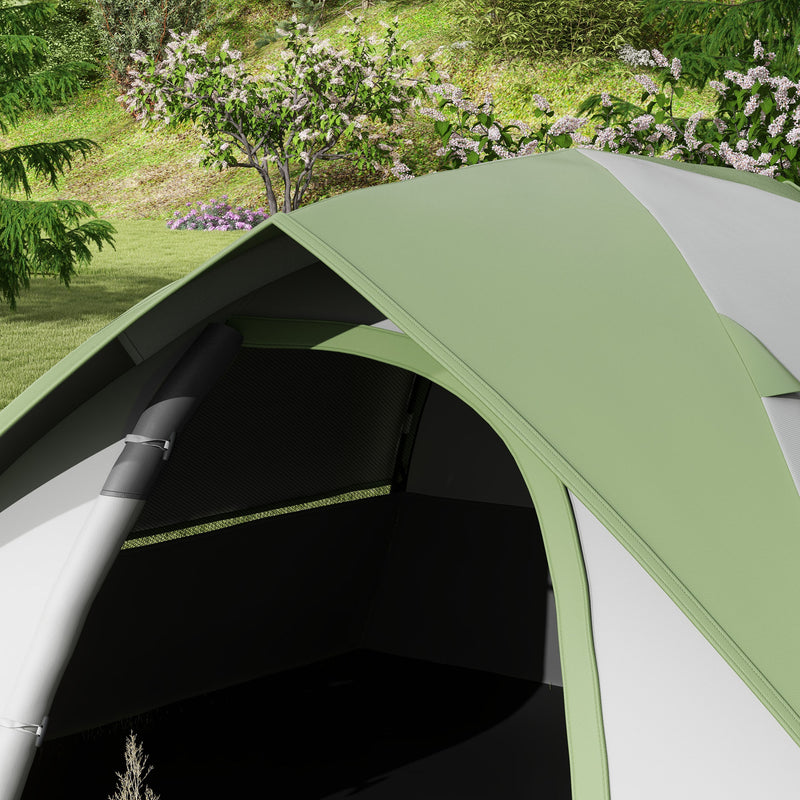 Tenda da Campeggio 3 Posti con Finestra a Rete 270x210x150 cm in Poliestere e Fibra di Vetro Grigio e Verde-8