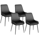 Set 4 Sedie Trapuntate a Diamante 49x60x89 cm Imbottite in Pelle PU Nero -1