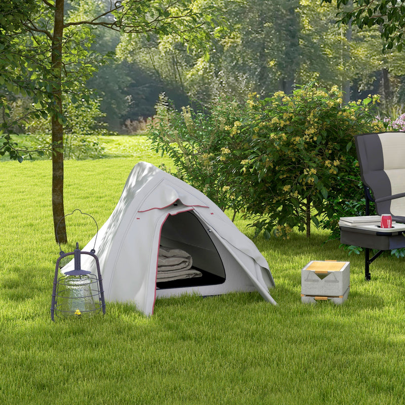 Tenda da Campeggio con Borsa da Trasporto 300x135x110 cm in Poliestere e Alluminio Grigio Chiaro-2