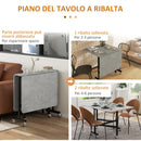 Tavolo Pieghevole Salvaspazio per 4-6 Persone con Ruote 120x80x73 cm Grigio -5