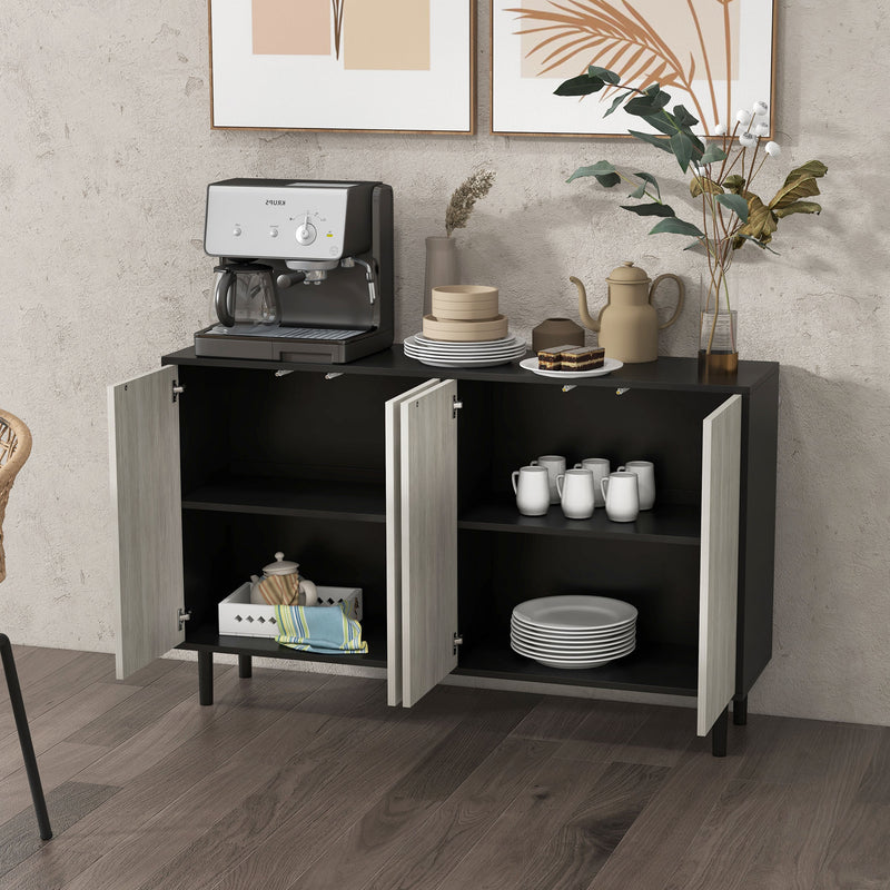 Credenza Moderna con 2 Armadietti 121x37x75 cm Nero e Grigio -8