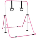 Sbarra per Ginnastica Artistica per Bambini Altezza Regolabile 88-128 cm 2 Anelli Rosa  -1