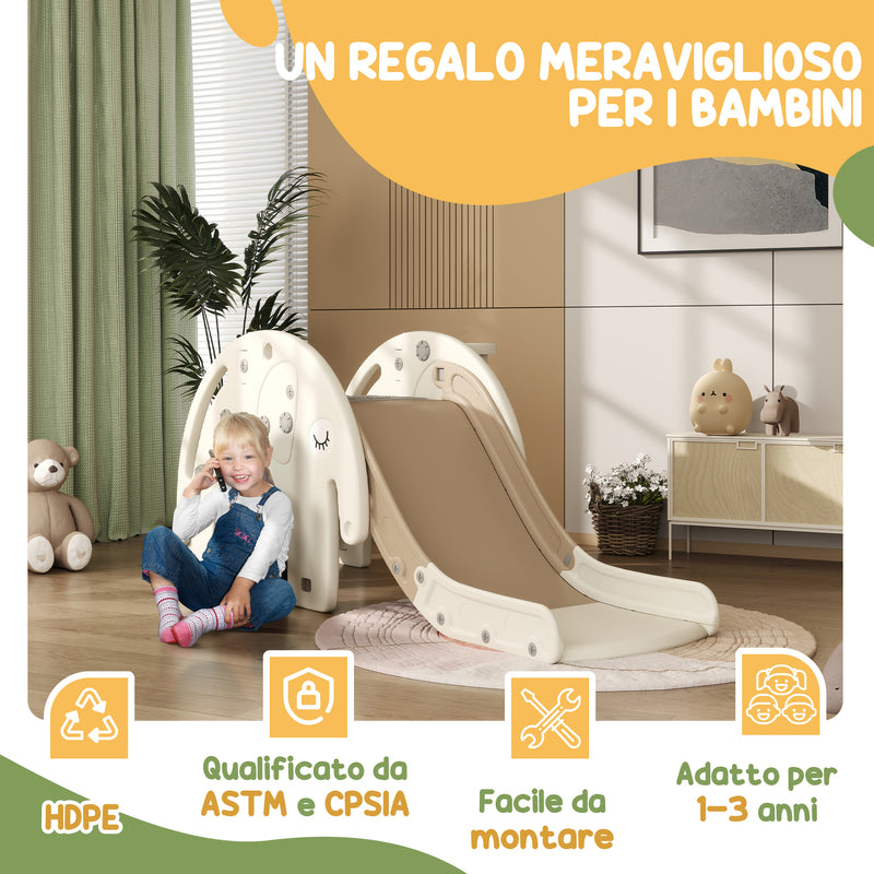 Scivolo da Interno con Canestro Design Elefante 163x57x75 cm Bianco Crema -8