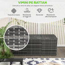 Panca Contenitore Rialzata con Fodera Interna 180x60x73 cm in Acciaio e Rattan Grigio e Crema-6