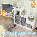 Scaffale Portagiochi per Bambini a 3 Livelli 6 Contenitori 96x38,5x90 cm Grigio -4