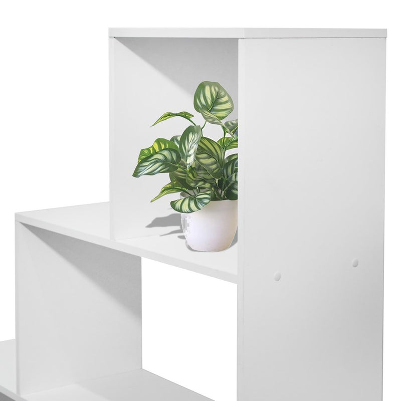 Libreria a scala 145x145x29 cm in legno bianco opaco-3