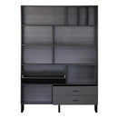 Libreria 8 vani 2 cassetti 1 anta 140x195x35 cm in legno effetto olmo scuro e grigio-4