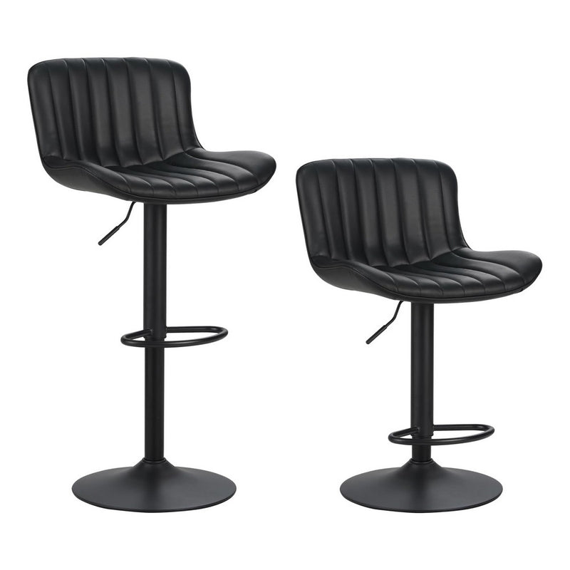 Set 2 Sgabelli alti da Bar 55x51x90/110 cm in Similpelle Nero-3