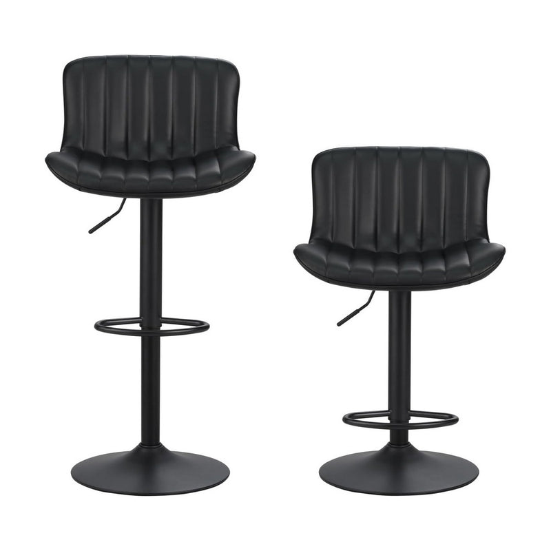 Set 2 Sgabelli alti da Bar 55x51x90/110 cm in Similpelle Nero-4