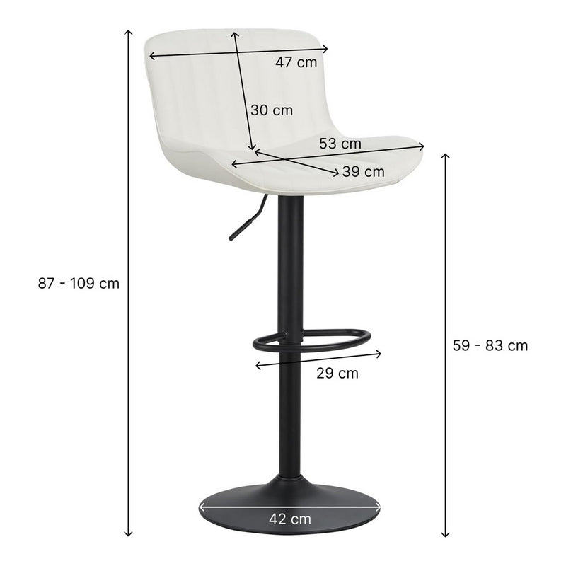 Set 2 Sgabelli alti da Bar 55x51x90/110 cm in Similpelle Bianco-2