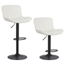 Set 2 Sgabelli alti da Bar 55x51x90/110 cm in Similpelle Bianco-3