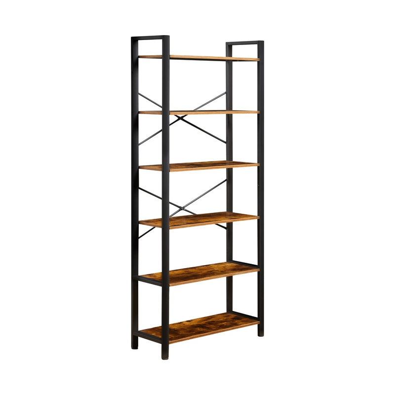 Libreria industrial con 6 ripiani 80x30x186 cm in legno e metallo-1