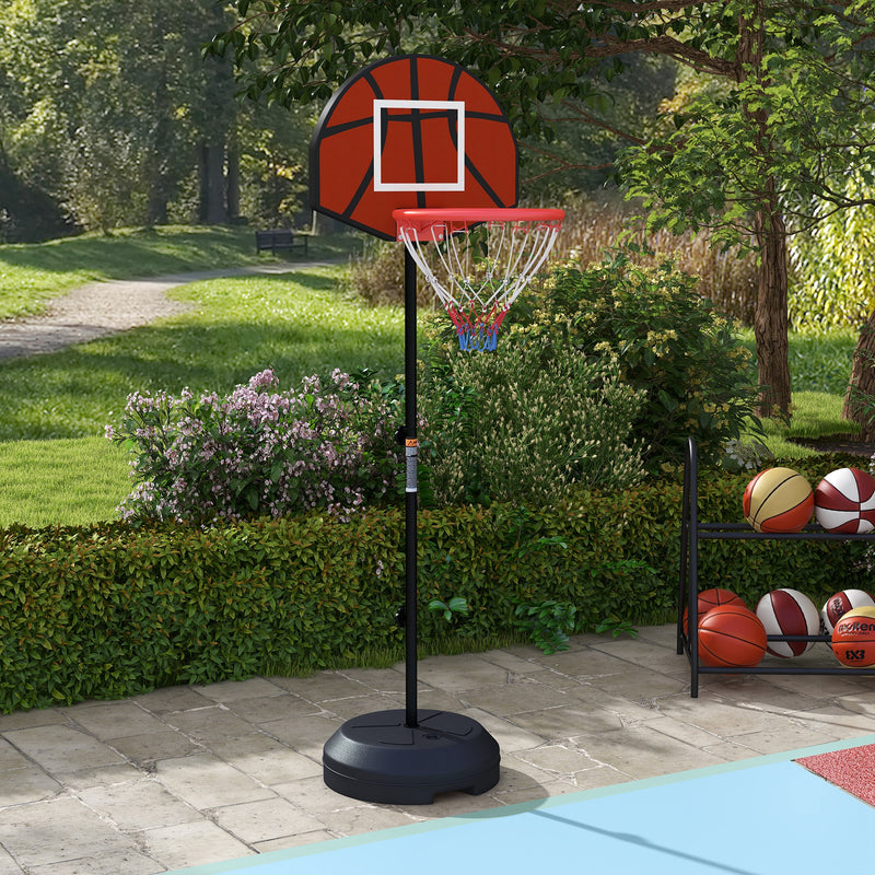 Canestro Basket con Bersaglio Freccette 2 in 1 38,5x48,5x179 cm in Acciaio e PE Nero e Marrone-2