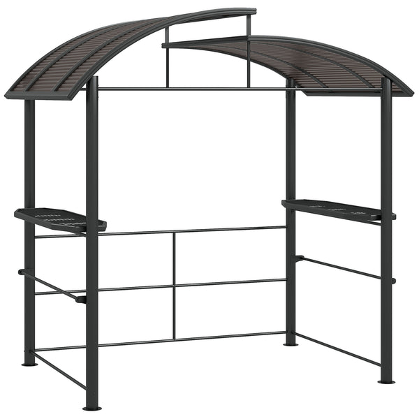 sconto Gazebo per Barbecue con Tetto e 2 Ripiani Portaoggetti 240x150x230 cm in Metallo e PC Grigio Scuro