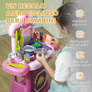 Cucina Giocattolo per Bambini 51x21x60 cm 38 Pezzi e Suoni Realistici Rosa -7