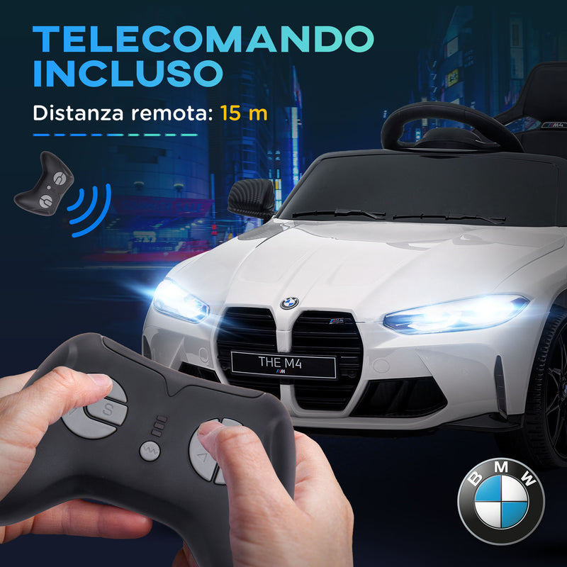 Macchina Elettrica per Bambini Licenza BMW M4 con Telecomando Bianca  -8