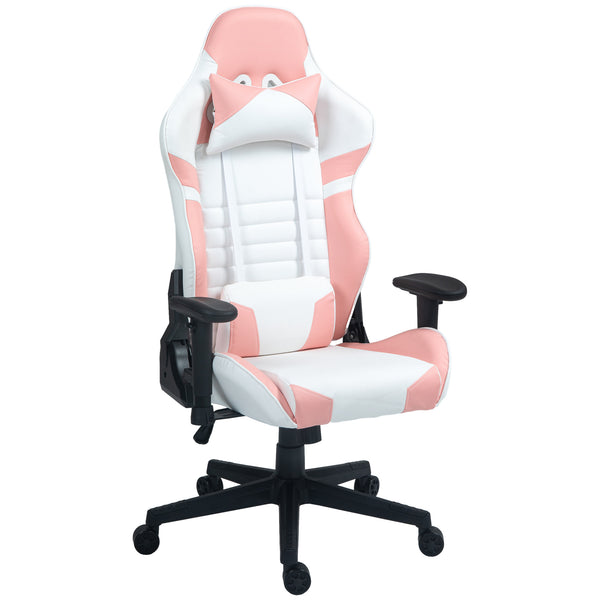 online Sedia da Gaming Reclinabile 155° con Poggiatesta e Supporto Lombare 69x54x125-132,5 cm in Similpelle Rosa