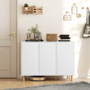 Credenza Moderna 2 Armadietti a 3 Ripiani Regolabili 107x40x80 cm Bianca  -2