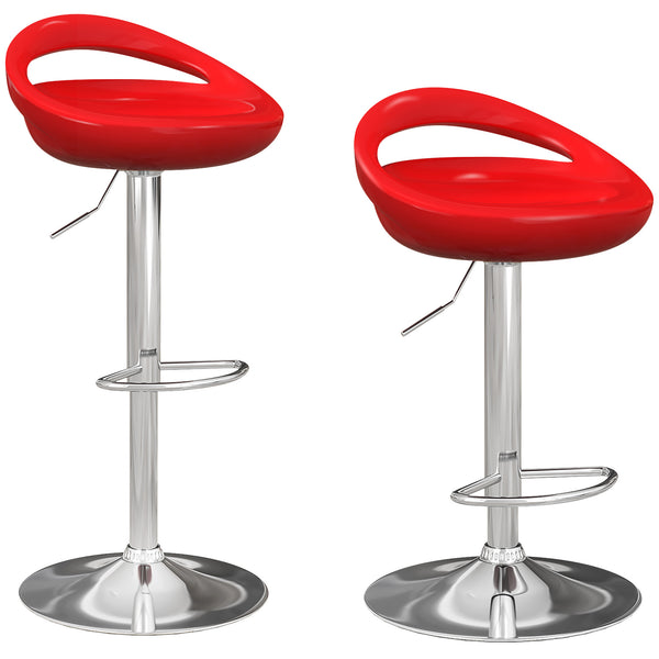 Set 2 Sgabelli da Bar Altezza Regolabile Seduta in ABS Rosso prezzo