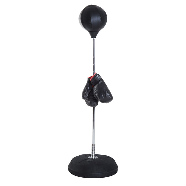 acquista Punching Ball Sacco Boxe da Terra Altezza Regolabile 126-144 cm con Guantoni Nero