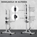 Set 2 Supporti per Bilanciere con 3 Ganci Altezza Regolabile e Portata 200kg in Acciaio    -5