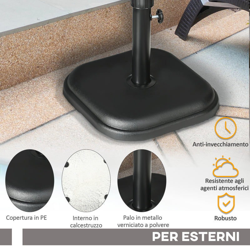 Base per Ombrellone da Giardino in Plastica e Cemento da 11kg 36x36x31cm Nero-6