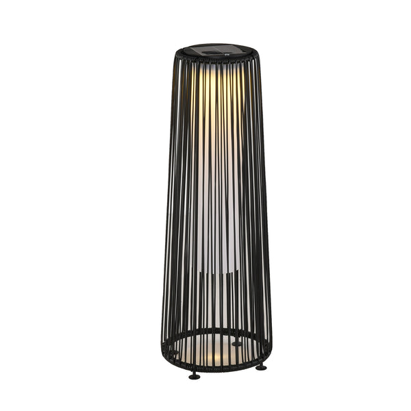 sconto Lanterna Solare da Giardino LED con Pannello di Ricarica in Rattan e Metallo  Ø21.5x61cm Nero