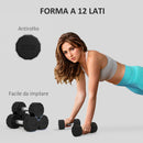 Set 2 Manubri Palestra Esagonali 2 kg con Impugnatura Antiscivolo Nero-4