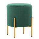 Pouf Ø35x42 cm in velluto verde e piedi in ottone-1