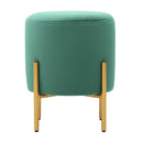 Pouf Ø35x42 cm in velluto verde e piedi in ottone-2