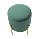 Pouf Ø35x42 cm in velluto verde e piedi in ottone-3