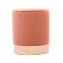 Pouf Ø33x39 cm con placca dorata e velluto rosa-1