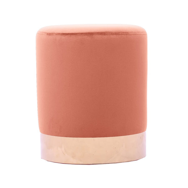 prezzo Pouf Ø33x39 cm con placca dorata e velluto rosa