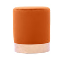 Pouf Ø33x39 cm con placca dorata e velluto arancio-1