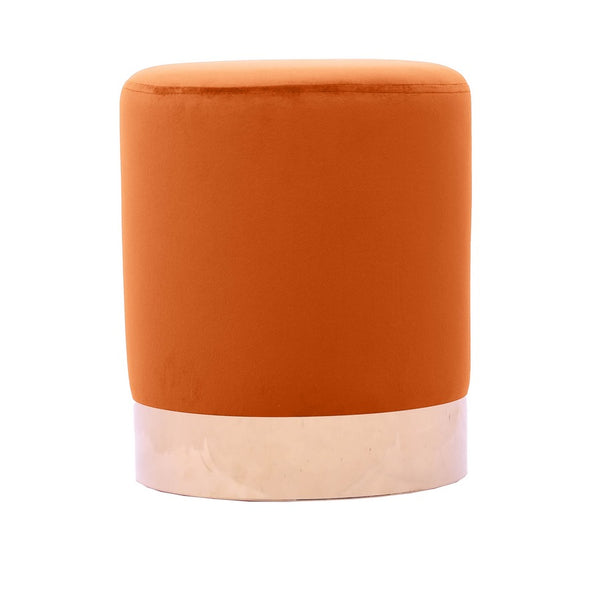 sconto Pouf Ø33x39 cm con placca dorata e velluto arancio