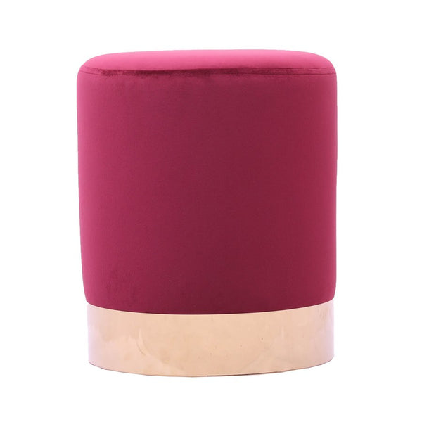 Pouf Ø33x39 cm con placca dorata e velluto amaranto acquista