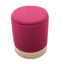 Pouf Ø33x39 cm con placca dorata e velluto amaranto-2