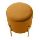 Pouf Ø35x42 cm in velluto nocciola con piedi ottone-3