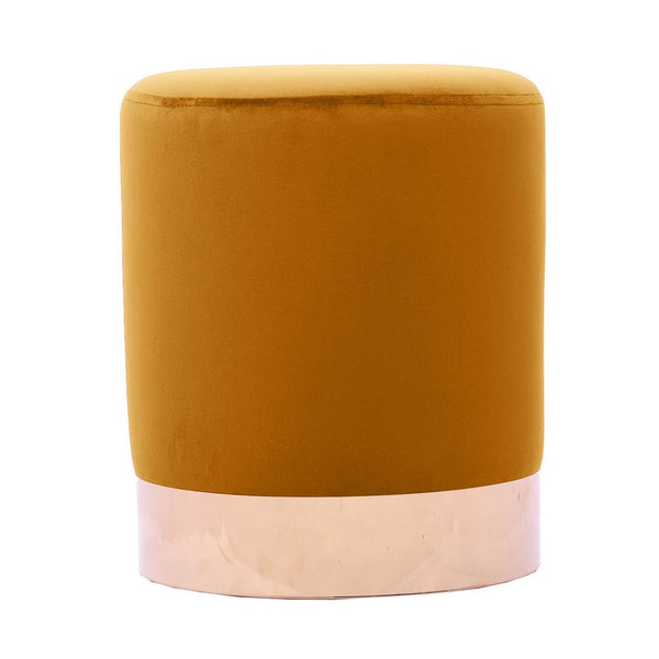 Pouf Ø33x39 cm con placca dorata e velluto nocciola acquista