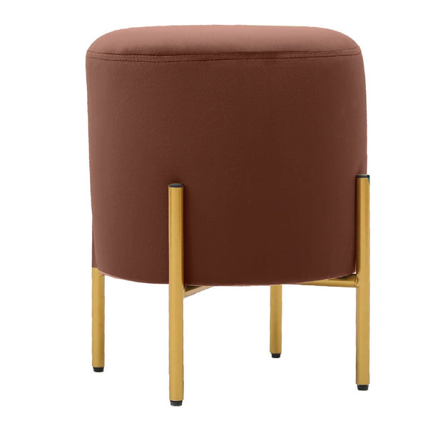 Pouf Ø35x42 cm in velluto marrone e piedi in ottone online