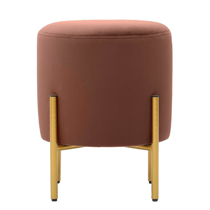 Pouf Ø35x42 cm in velluto marrone e piedi in ottone-2