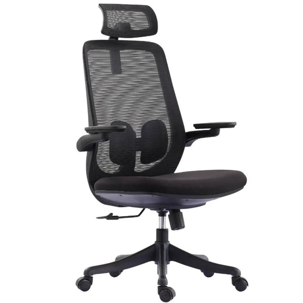 Sedia Direzionale da Ufficio 62x64x119/139 cm Ergonomica con Poggiabraccia Richiudibili Nera prezzo