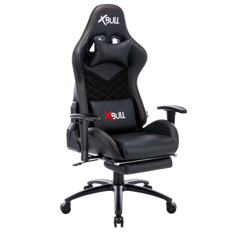 Sedia Gaming da Ufficio 68x55x129/139 cm con Poggiapiedi e Supporto Lombare Nera-1