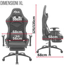 Sedia Gaming da Ufficio 68x55x129/139 cm con Poggiapiedi e Supporto Lombare Nera-5