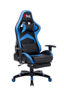 Sedia Gaming da Ufficio 68x55x129/139 cm con Poggiapiedi e Supporto Lombare Blu e Nero-1