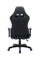 Sedia Gaming da Ufficio 68x55x129/139 cm con Poggiapiedi e Supporto Lombare Blu e Nero-4