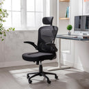 Sedia Direzionale da Ufficio 62x63x119/129 cm Ergonomica con Braccioli Pieghevoli Nera-2