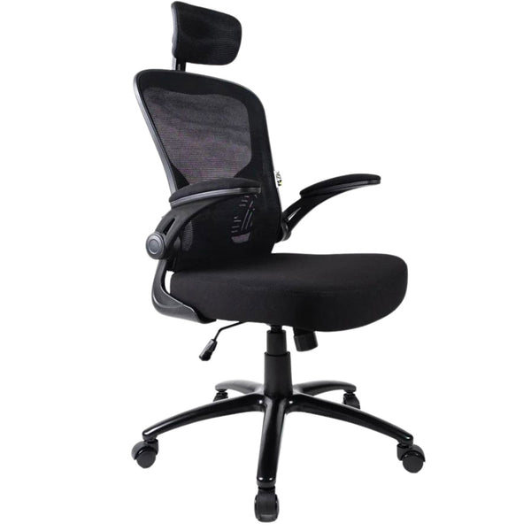 acquista Sedia Direzionale da Ufficio 62x63x119/129 cm Ergonomica con Braccioli Pieghevoli Certificata EN1335 Nera