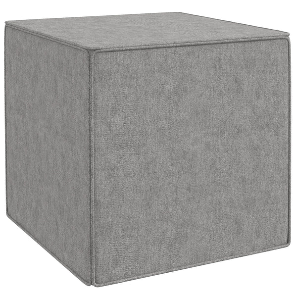 online Pouf Poggiapiedi Quadrato  Rivestimento Rimovibile in Tessuto Effetto Lino 41x41x41 cm Grigio Chiaro